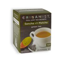 China Mist Sencha With Matcha Green Tea Sachets, 15 Count Box - Biodegradable and Individually Wrapped