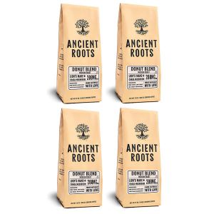 Ancient Roots Donut Shop Medium Roast Flavored Mushroom Ground Coffee  4/12 oz Bags 