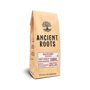 Ancient Roots Hazelnut Medium Roast Flavored Mushroom Ground Coffee  By Corim Premium Blends (12 Ounces) 