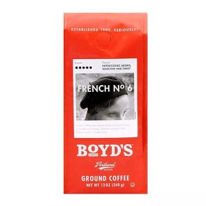 Boy's Coffee French No. 6 –Ground Dark Roast– Blended from 100% Arabica 12oz