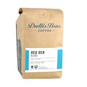 Dallis Bros. Coffee &quot;Red Den Blend&quot; Dark Roasted Fair Trade Organic Whole Bean Coffee - 12 Ounce Bag 