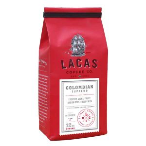 Lacas Coffee Colombian Supremo Ground Coffee, 12 oz