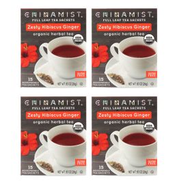 China Mist Organic Zesty Hibiscus Ginger Tea Sachets 4 Boxes 15