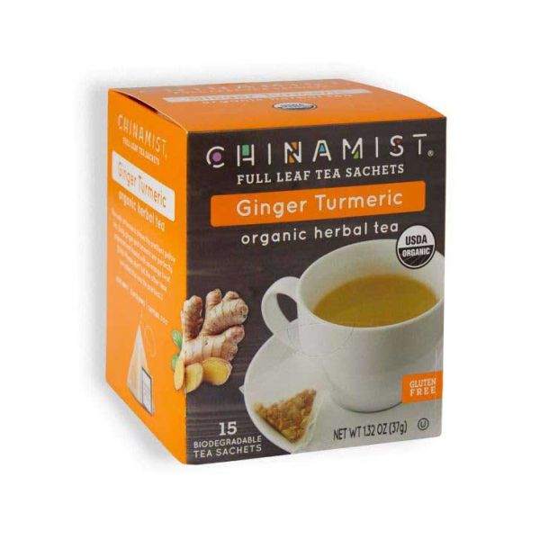 China Mist Organic Herbal Tea, Ginger Turmeric, 6x15 count boxes