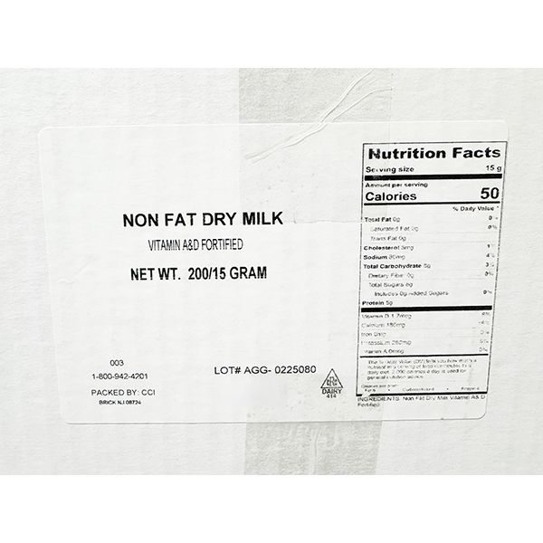 Non-Fat Dry Milk Packets – 15g Instant Mix, 20 Count, Vitamin A