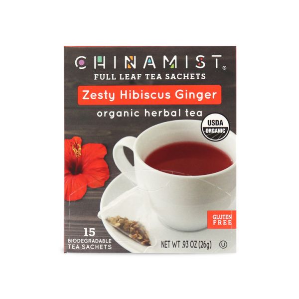 China Mist Organic Zesty Hibiscus Ginger Tea Sachets 4 Boxes 15